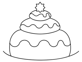 christmas cake single continuous one line out line vector art  drawing  and tattoo design

