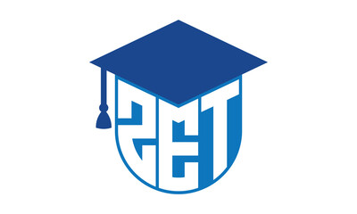 ZET initial letter academic logo design vector template. school college logo, university logo, graduation cap logo, institute logo, educational logo, library logo, teaching logo, book shop, varsity - obrazy, fototapety, plakaty