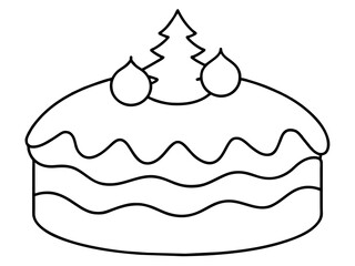 christmas cake single continuous one line out line vector art  drawing  and tattoo design
