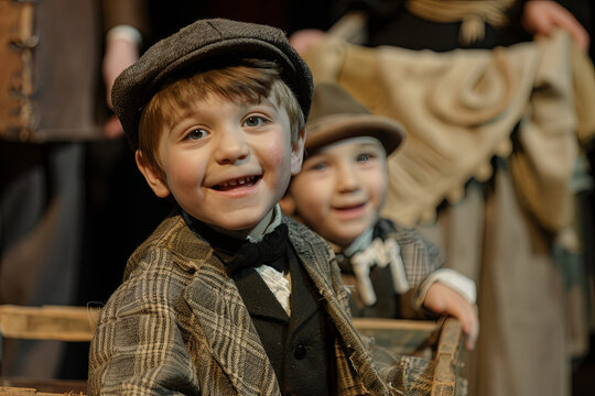 Two actors in stage costumes
