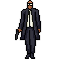pixel art of black suit assassin - 773146209