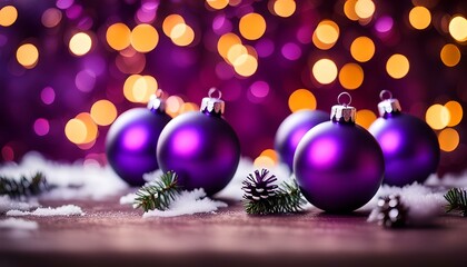 Obraz premium purple christmas balls winter decoration