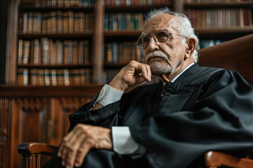 Older judge thinking and making up his mind at trial
 - obrazy, fototapety, plakaty