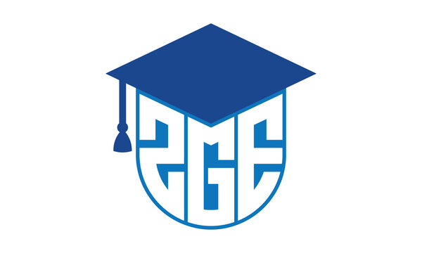 ZGE initial letter academic logo design vector template. school college logo, university logo, graduation cap logo, institute logo, educational logo, library logo, teaching logo, book shop, varsity