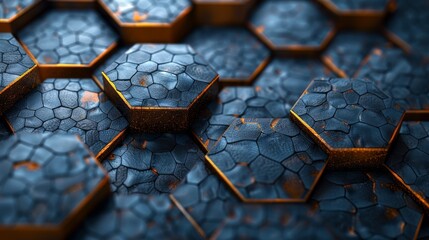 The background is abstract hexagons technology digital hi tech concept. It has space for your text. - obrazy, fototapety, plakaty