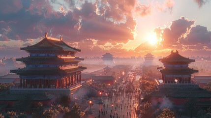 Immerse yourself in the rich heritage of Tiananmen Square, where ancient structures meet contemporary life. AI generative