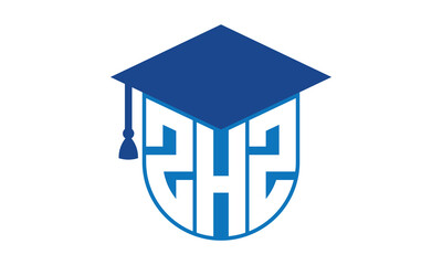ZHZ initial letter academic logo design vector template. school college logo, university logo, graduation cap logo, institute logo, educational logo, library logo, teaching logo, book shop, varsity - obrazy, fototapety, plakaty