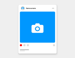 Social media carousel post template mockup. Mobile app interface with blank pictures, editable posts. Scroll frame pages, social media photography.