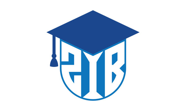 ZIB initial letter academic logo design vector template. school college logo, university logo, graduation cap logo, institute logo, educational logo, library logo, teaching logo, book shop, varsity