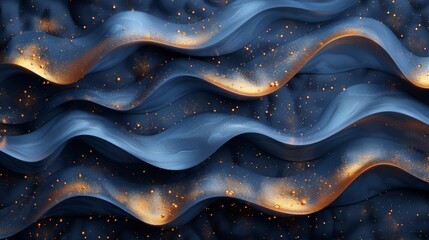 Luxurious dark blue background with abstract 3D wavy pattern