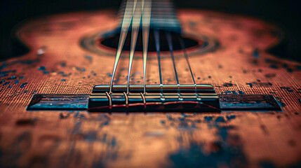 Close-up of an acoustic guitar