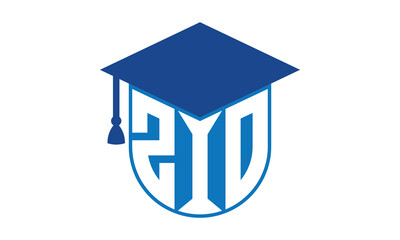 ZIO initial letter academic logo design vector template. school college logo, university logo, graduation cap logo, institute logo, educational logo, library logo, teaching logo, book shop, varsity - obrazy, fototapety, plakaty