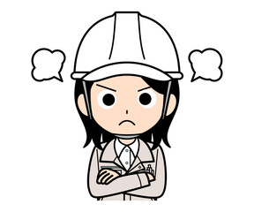 怒っている現場監督の女性