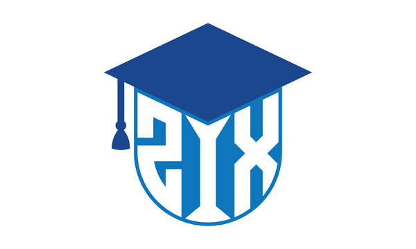 ZIX initial letter academic logo design vector template. school college logo, university logo, graduation cap logo, institute logo, educational logo, library logo, teaching logo, book shop, varsity