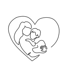 continuous line drawing of Mother day
