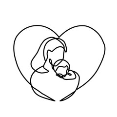 continuous line drawing of Mother day