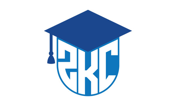 ZKC initial letter academic logo design vector template. school college logo, university logo, graduation cap logo, institute logo, educational logo, library logo, teaching logo, book shop, varsity