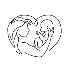 continuous line drawing of Mother day