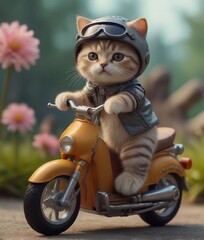 cat on a scooter