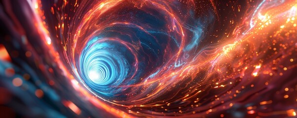 VR simulation of a journey through a wormhole - obrazy, fototapety, plakaty