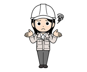 困惑する現場監督の女性