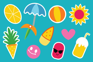 Summer Colorful Sticker Design Collection Decorations
