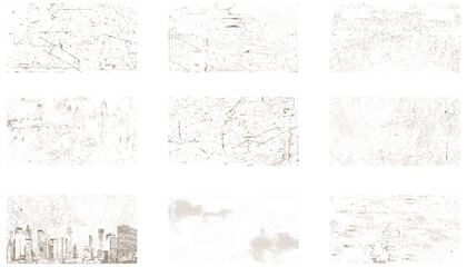 Abstract vector grunge surface texture background. Set of different grunge textures. Collection of 9 grunge textures.