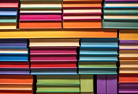 colorful books stacked on top of each other