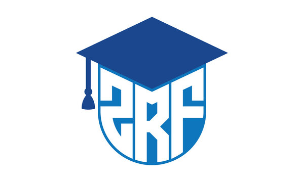 ZRF initial letter academic logo design vector template. school college logo, university logo, graduation cap logo, institute logo, educational logo, library logo, teaching logo, book shop, varsity