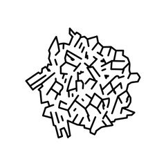 Wood chips line black icon. Sawdust illustration.