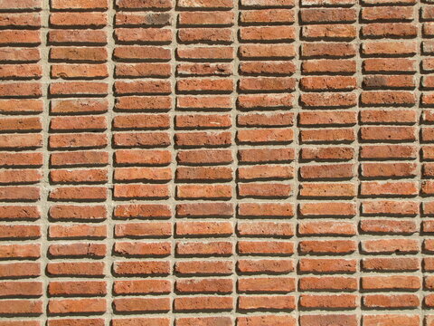 Closeup shot of a terracotta brick wall