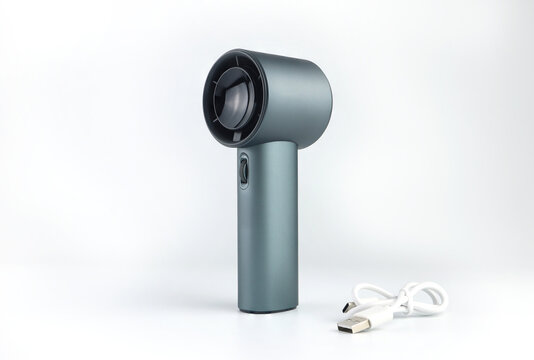 grey mini portable fan, powerful handheld fan, cute design with 100 speed personal small desk fan , lightweight with usb rechargeable fan for stylish travel indoor outdoor , easy using isolated white