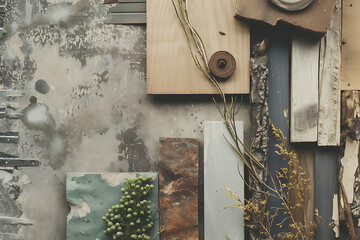 texture of recycled materials and natural elements