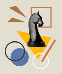 composite abstract collage of playing chess