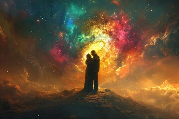 Obraz premium Celestial Embrace: Nebula and Stars