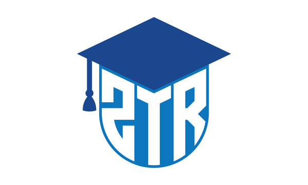 ZTR initial letter academic logo design vector template. school college logo, university logo, graduation cap logo, institute logo, educational logo, library logo, teaching logo, book shop, varsity