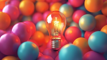 Colorful Lightbulb Moments: Bubble Up with Brilliant Ideas - obrazy, fototapety, plakaty