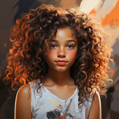 Fototapeta premium Beautiful child girl with curly hair 