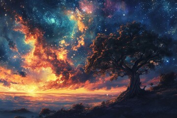 Fototapeta premium Nebulaic Nexus Nectar Nuptials