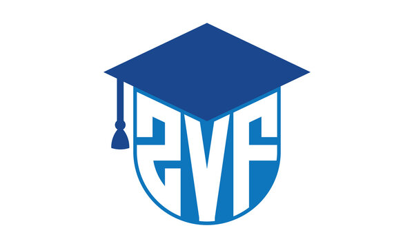 ZVF initial letter academic logo design vector template. school college logo, university logo, graduation cap logo, institute logo, educational logo, library logo, teaching logo, book shop, varsity