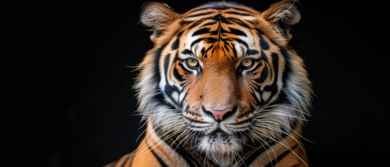   A tight shot of a tiger's eye against a black backdrop