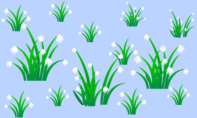 Snowdrop day landscape flowers, vector art illustration.