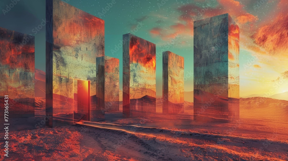 Poster surreal: a graph where the data points are tiny doors