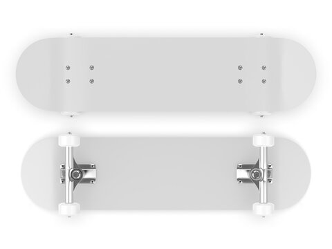 Blank skateboard template mockup 3d illustration.