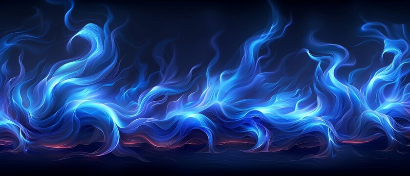   A painting of red and blue flames against a black background