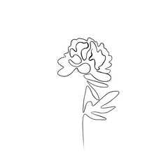 One continuous drawing line. Printed decorative poster with the overall concept of the peony flower.