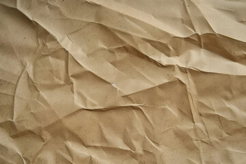 Beige Craft Old Crumpled Paper Texture. Vintage Paper Background.