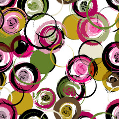 seamless background pattern, with circles, paint strokes and splashes