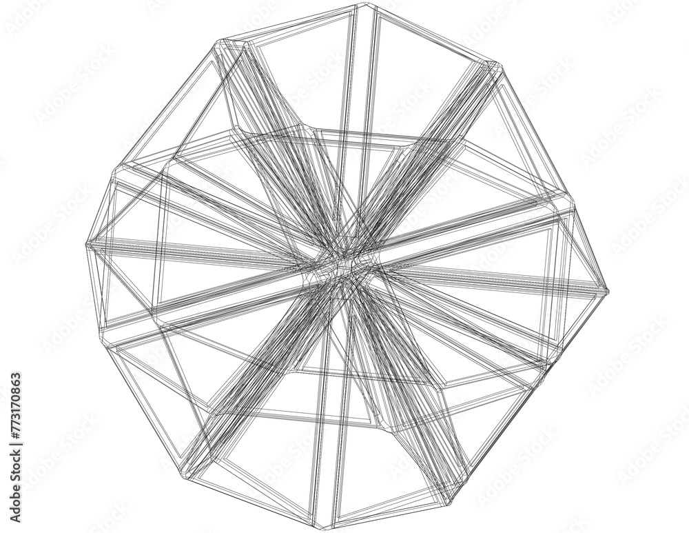 Poster wireframe shape small icosihemidodecahedron 3d print model