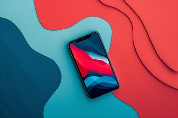 a cellphone on a colorful background